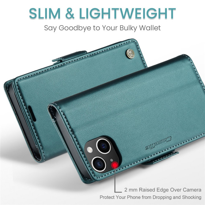 Housse iPhone 13 mini CASEME Portefeuille RFID Litchi