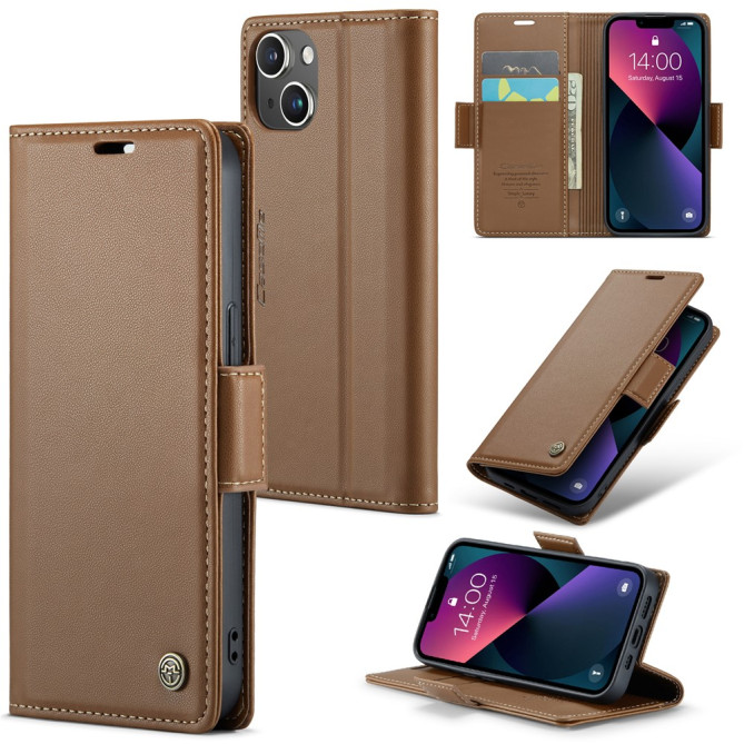 Housse iPhone 13 mini CASEME Portefeuille RFID Litchi