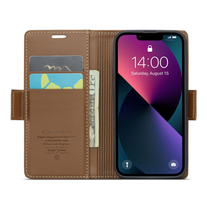 Housse iPhone 13 mini CASEME Portefeuille RFID Litchi