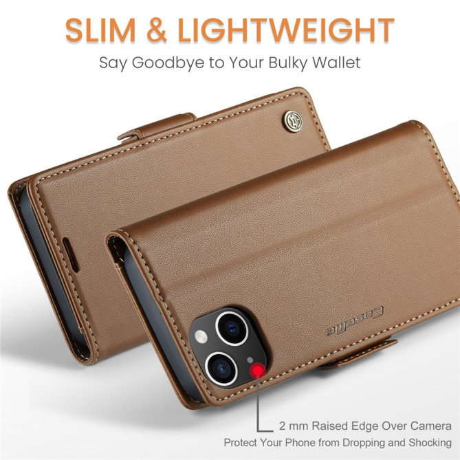 Housse iPhone 13 mini CASEME Portefeuille RFID Litchi