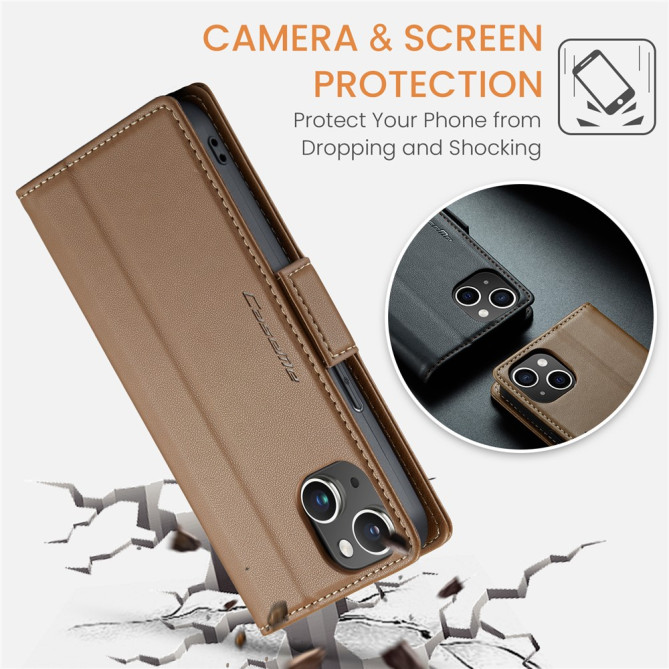 Housse iPhone 13 mini CASEME Portefeuille RFID Litchi