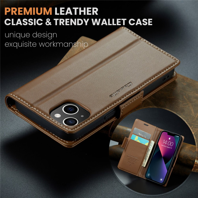 Housse iPhone 13 mini CASEME Portefeuille RFID Litchi