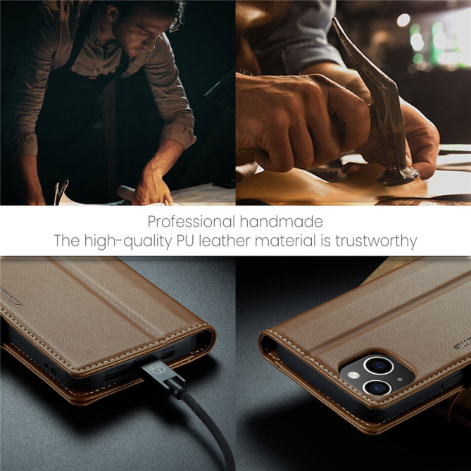 Housse iPhone 13 mini CASEME Portefeuille RFID Litchi