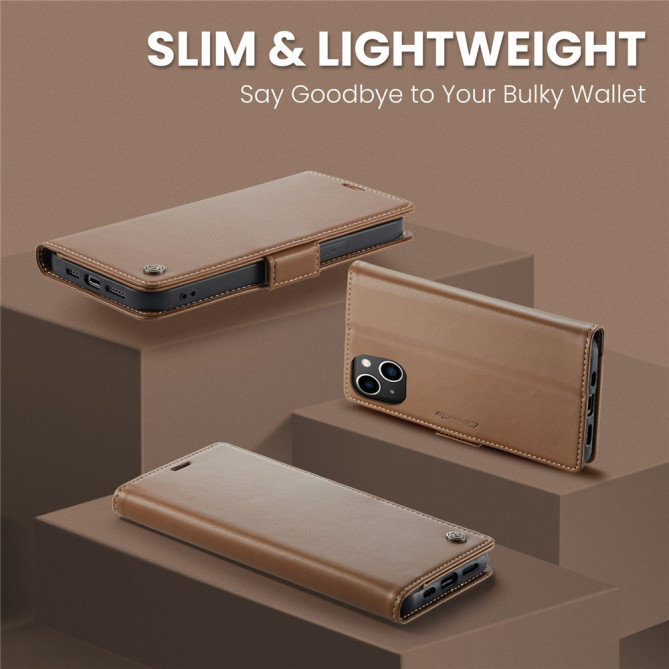 Housse iPhone 13 mini CASEME Portefeuille RFID Litchi