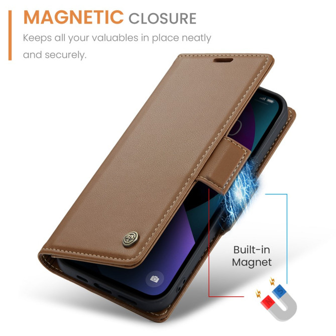 Housse iPhone 13 mini CASEME Portefeuille RFID Litchi