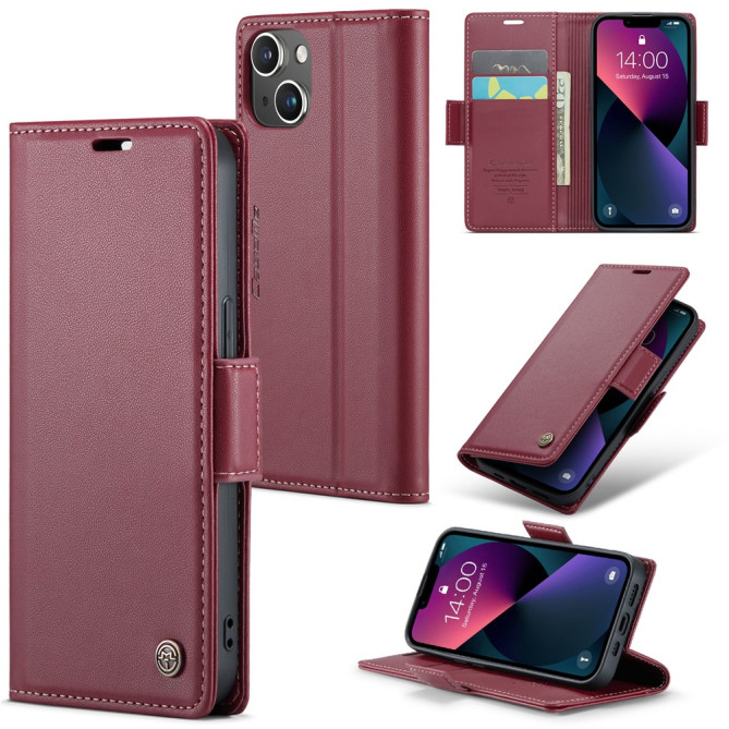 Housse iPhone 13 mini CASEME Portefeuille RFID Litchi
