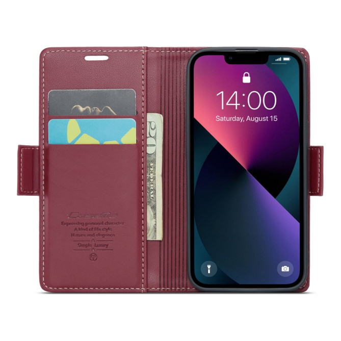 Housse iPhone 13 mini CASEME Portefeuille RFID Litchi