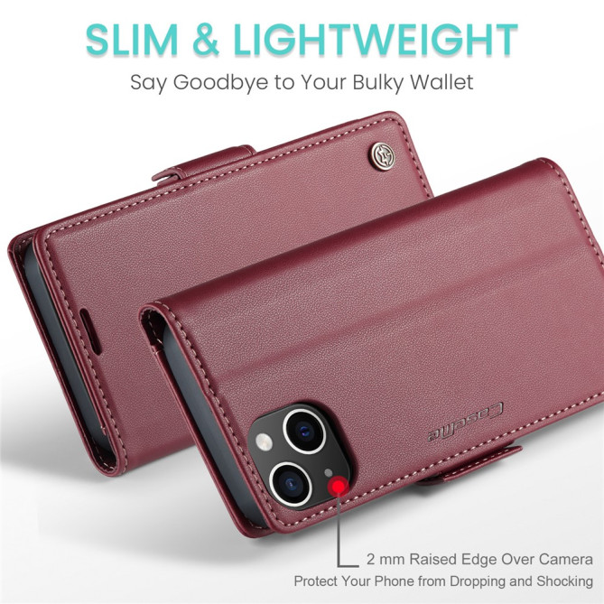 Housse iPhone 13 mini CASEME Portefeuille RFID Litchi
