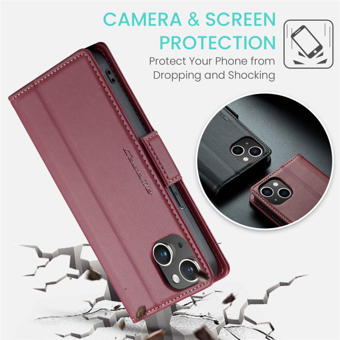 Housse iPhone 13 mini CASEME Portefeuille RFID Litchi