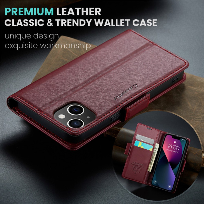 Housse iPhone 13 mini CASEME Portefeuille RFID Litchi