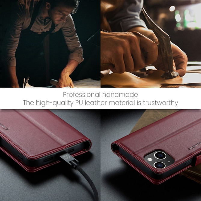 Housse iPhone 13 mini CASEME Portefeuille RFID Litchi