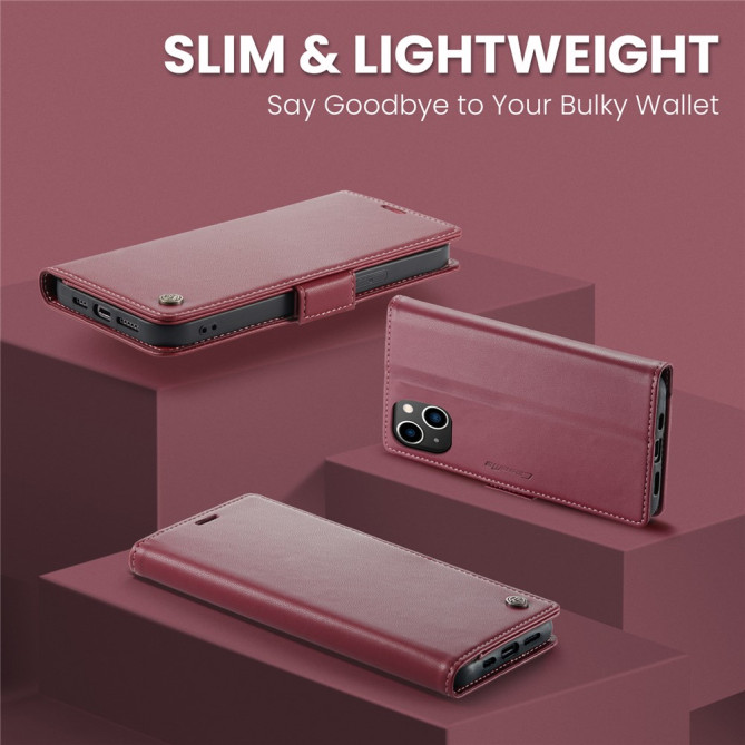 Housse iPhone 13 mini CASEME Portefeuille RFID Litchi