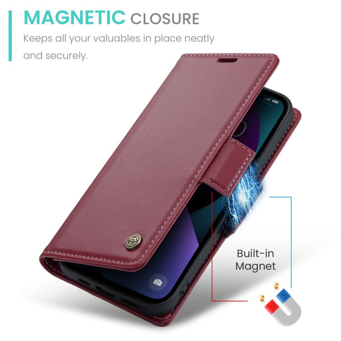 Housse iPhone 13 mini CASEME Portefeuille RFID Litchi