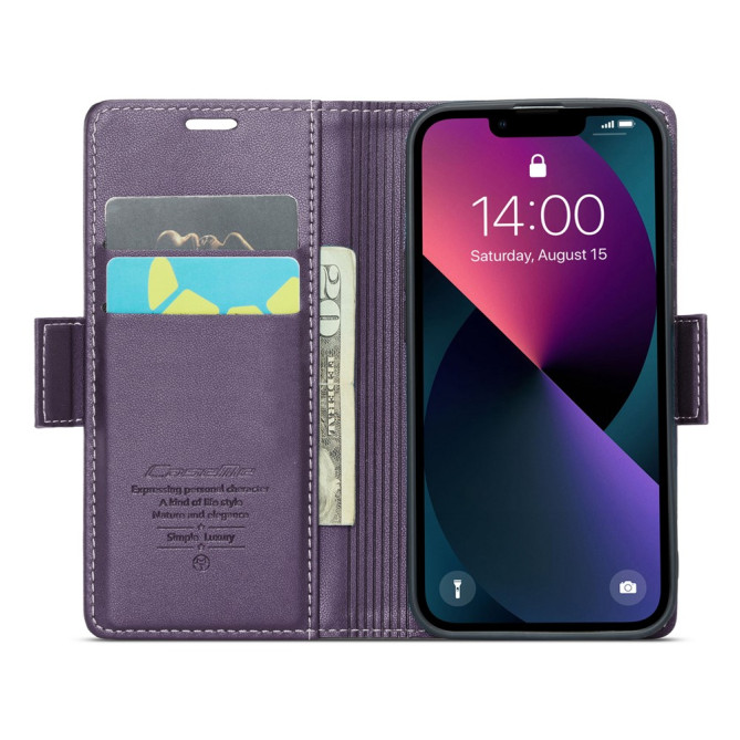 Housse iPhone 13 mini CASEME Portefeuille RFID Litchi