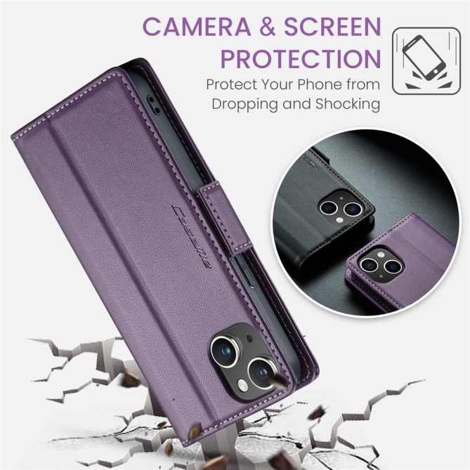 Housse iPhone 13 mini CASEME Portefeuille RFID Litchi