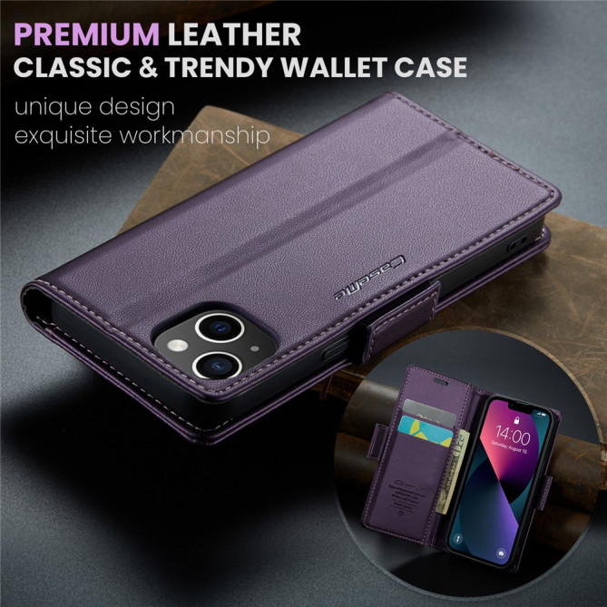 Housse iPhone 13 mini CASEME Portefeuille RFID Litchi