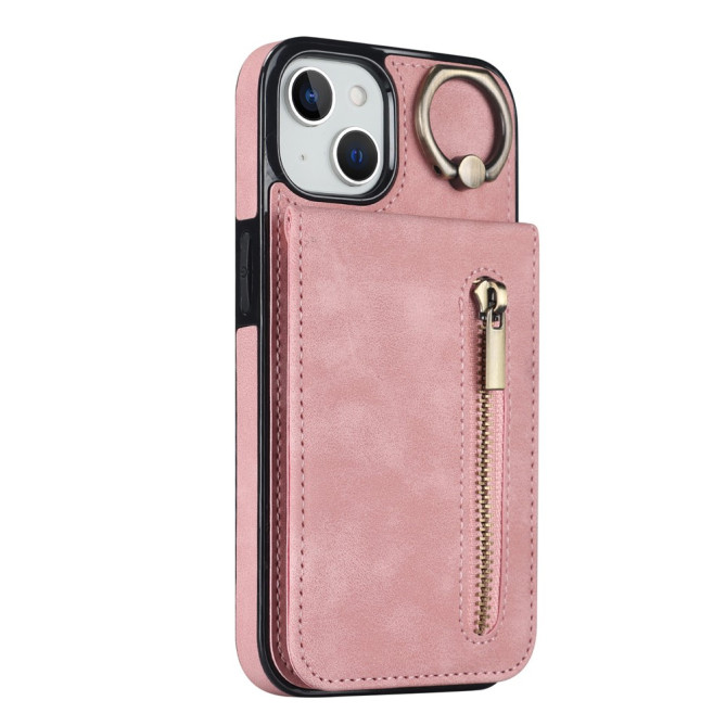 Coque iPhone 13 mini Portefeuille Zippé Anneau