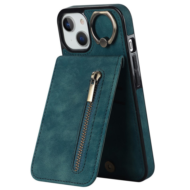Coque iPhone 13 mini Portefeuille Zippé Anneau