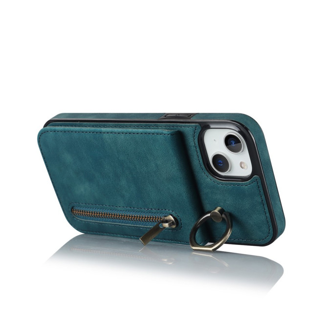 Coque iPhone 13 mini Portefeuille Zippé Anneau