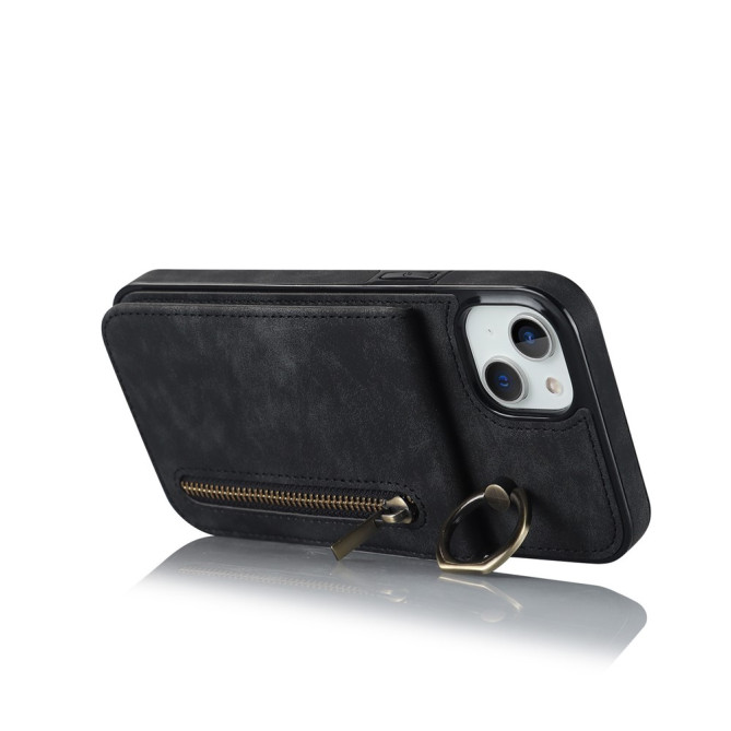 Coque iPhone 13 mini Portefeuille Zippé Anneau