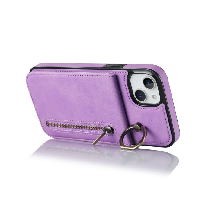 Coque iPhone 13 mini Portefeuille Zippé Anneau
