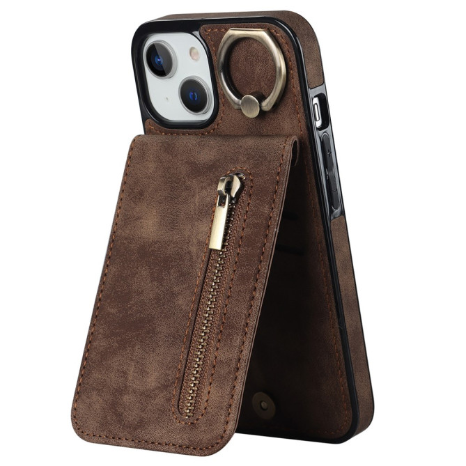 Coque iPhone 13 mini Portefeuille Zippé Anneau