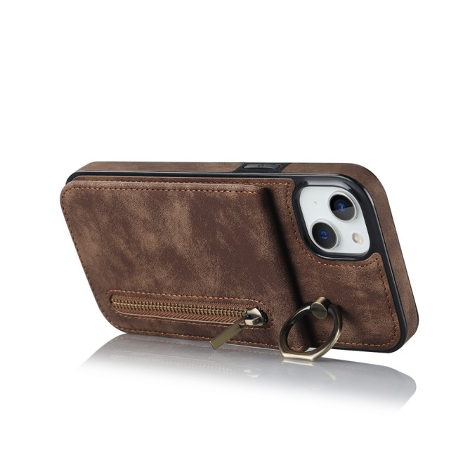 Coque iPhone 13 mini Portefeuille Zippé Anneau