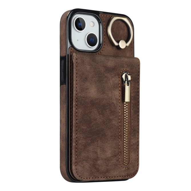 Coque iPhone 13 mini Portefeuille Zippé Anneau