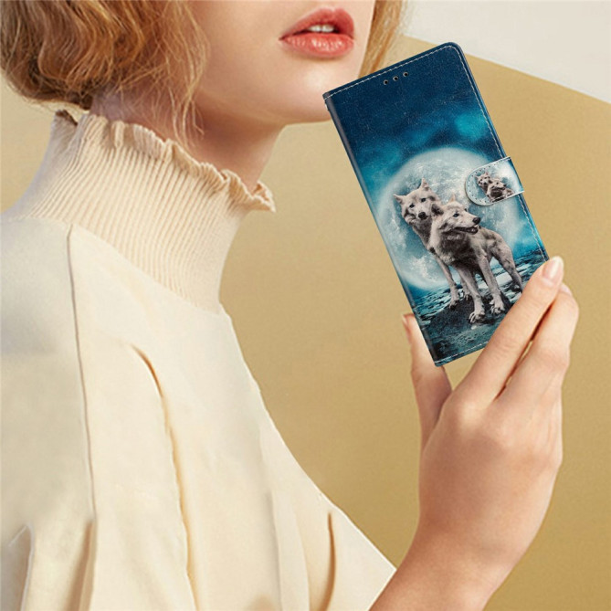 Housse Samsung Galaxy A37 Deux Loups Portefeuille Support Dragonne