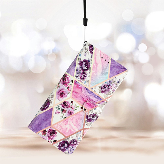 Housse Samsung Galaxy A37 Fleurs Violettes Portefeuille Support Dragonne