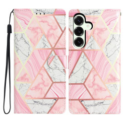 Housse Samsung Galaxy A37 Marbre Rose Portefeuille Support Dragonne