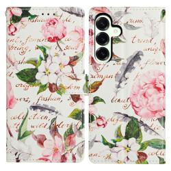 Housse Samsung Galaxy A37 Feuilles et Fleurs Portefeuille Support Dragonne