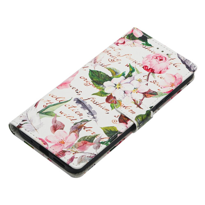 Housse Samsung Galaxy A37 Feuilles et Fleurs Portefeuille Support Dragonne
