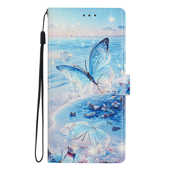 Housse Samsung Galaxy A37 Papillon Océan Portefeuille Support Dragonne