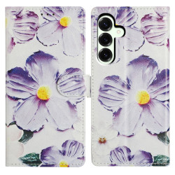 Housse Samsung Galaxy A37 Fleur Violette Portefeuille Support Dragonne