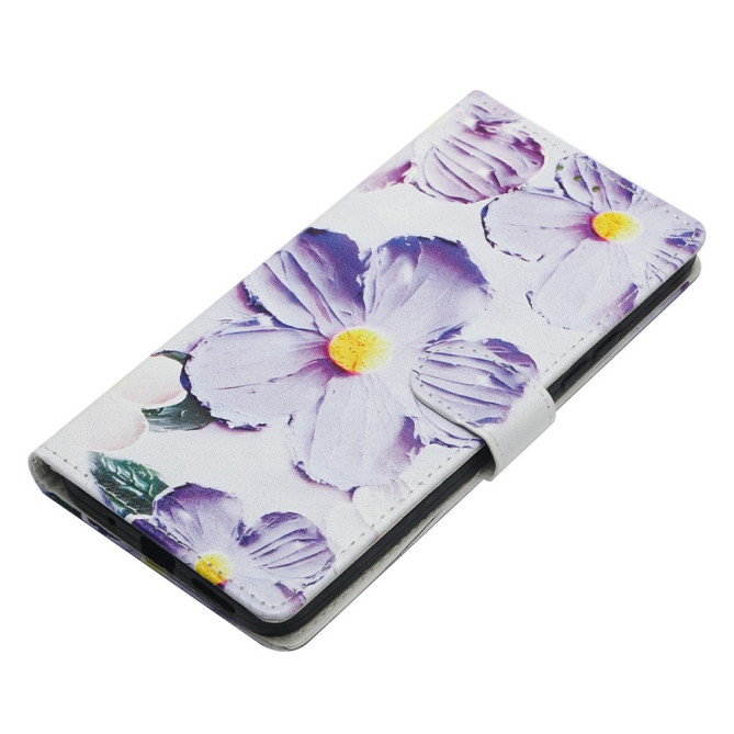 Housse Samsung Galaxy A37 Fleur Violette Portefeuille Support Dragonne