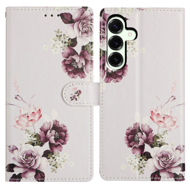 Housse Samsung Galaxy A37 Rose Croix Portefeuille Support Dragonne