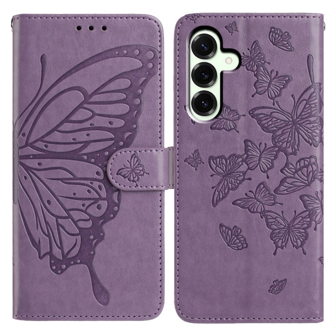 Housse Samsung Galaxy A37 Papillon Gravé Portefeuille Support Dragonne