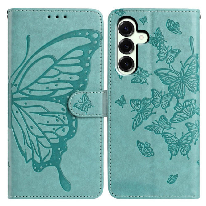 Housse Samsung Galaxy A37 Papillon Gravé Portefeuille Support Dragonne