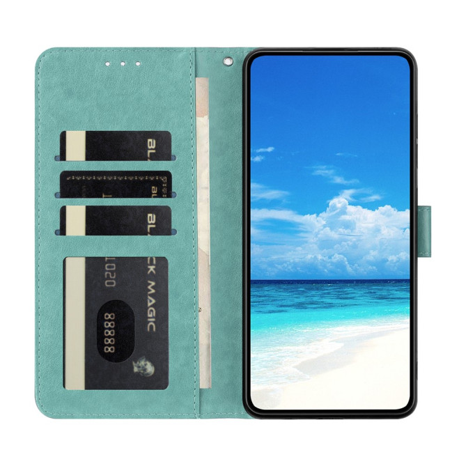 Housse Samsung Galaxy A37 Papillon Gravé Portefeuille Support Dragonne
