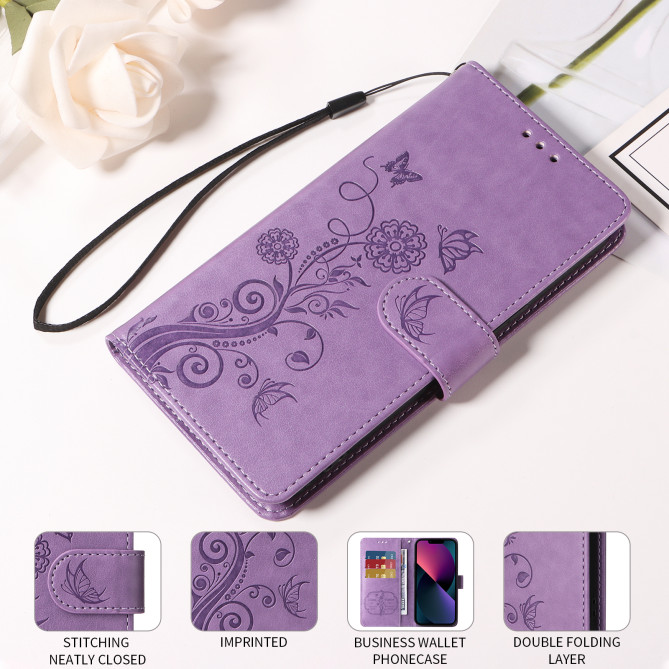 Housse Samsung Galaxy A37 Papillon Floral Portefeuille Support ALBA