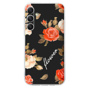 Coque Samsung Galaxy A37 Fleurs sur Fond Noir Anti-Chocs