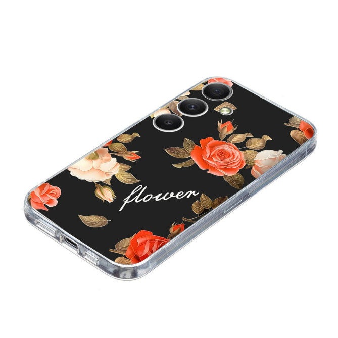 Coque Samsung Galaxy A37 Fleurs sur Fond Noir Anti-Chocs