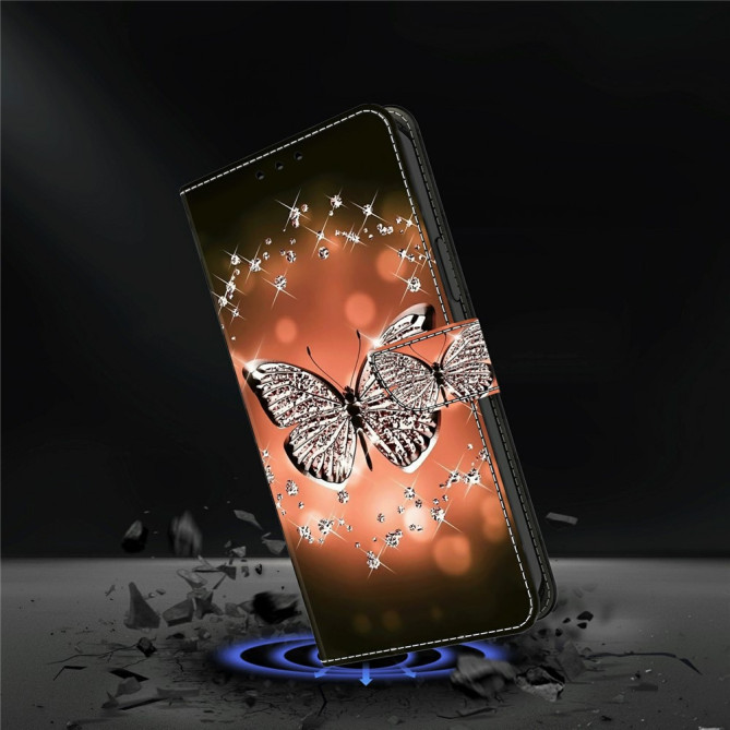 Housse Samsung Galaxy A37 Papillon Cristal Portefeuille Support