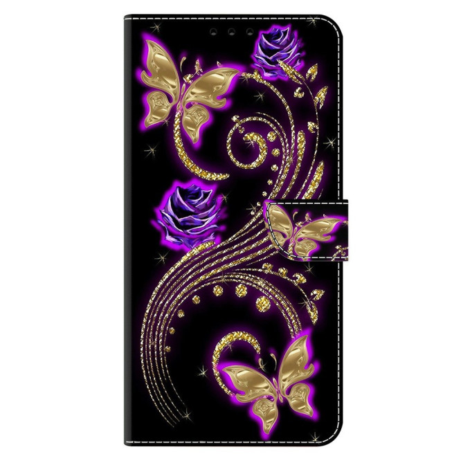 Housse Samsung Galaxy A37 Fleurs Violettes Portefeuille Support