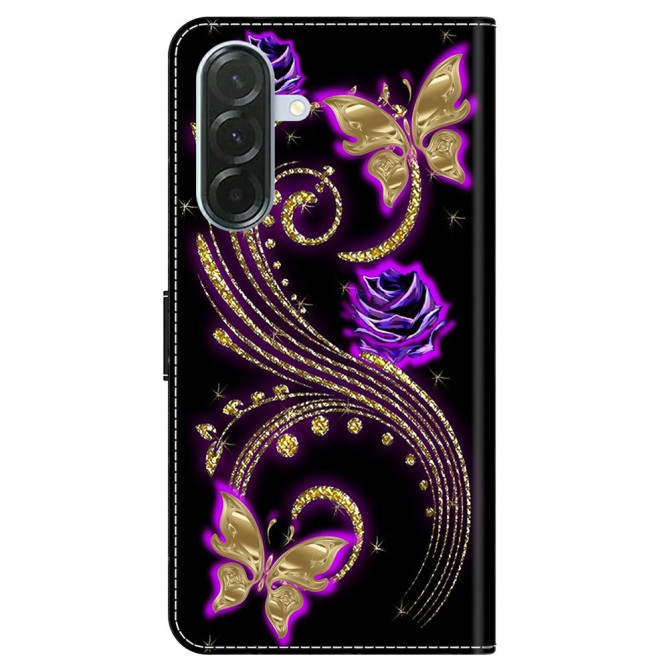 Housse Samsung Galaxy A37 Fleurs Violettes Portefeuille Support