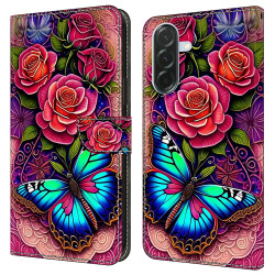 Housse Samsung Galaxy A37 Papillon Coloré Portefeuille Support