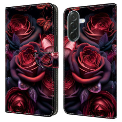 Housse Samsung Galaxy A37 Black Rose Portefeuille Support