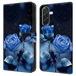 Housse Samsung Galaxy A37 Blue Roses Portefeuille Support
