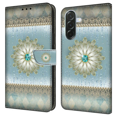 Housse Samsung Galaxy A37 Blue Diamond Flower Portefeuille Support